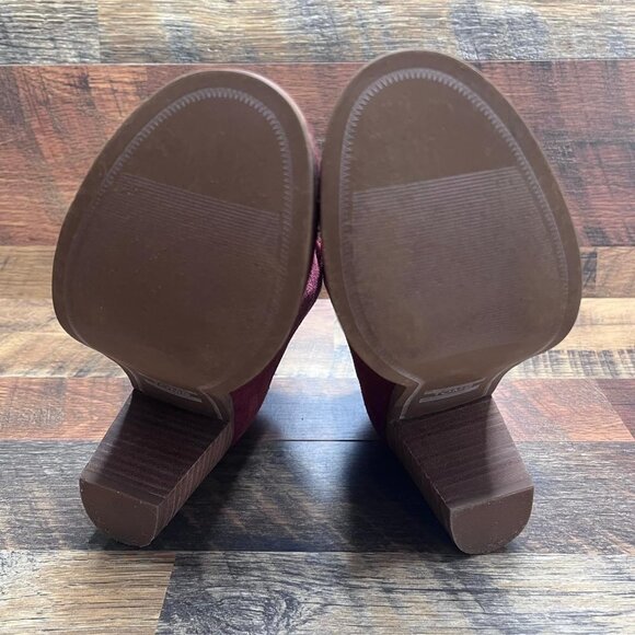 Toms Women's Lunata Lace Up Heeled Ankle Bootie Maroon Suede Size 6.5 - Picture 8 of 8